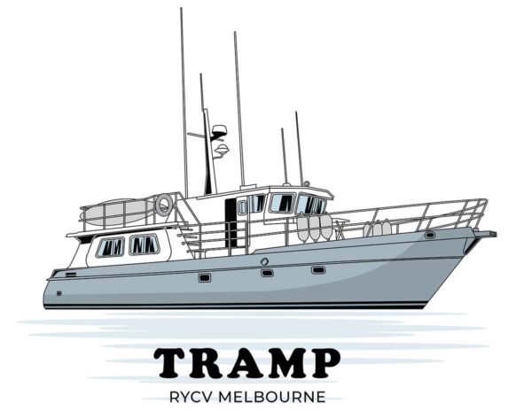 Custom Boat Drawing of Tramp, a Seahorse 52 Trawler