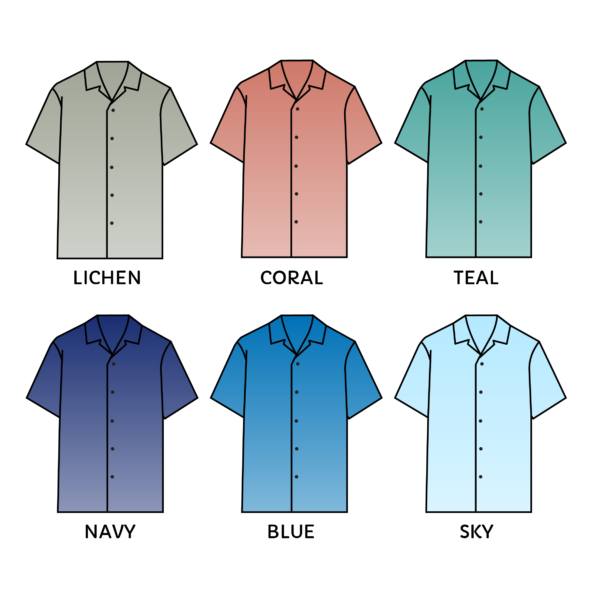 Colours of personalised hawaiian shirts - ombre