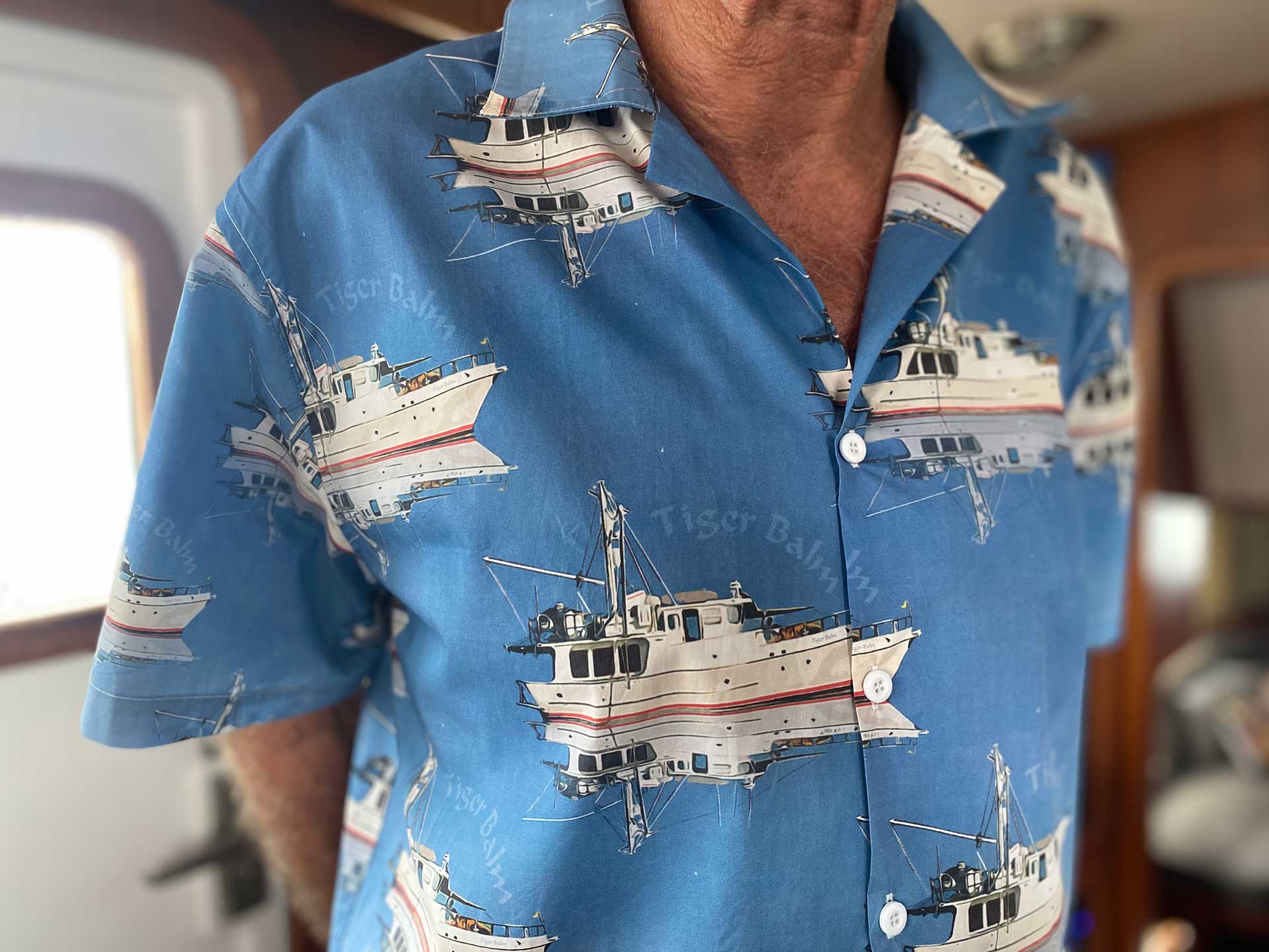Nordhavn 46 on a personalised hawaiian shirt